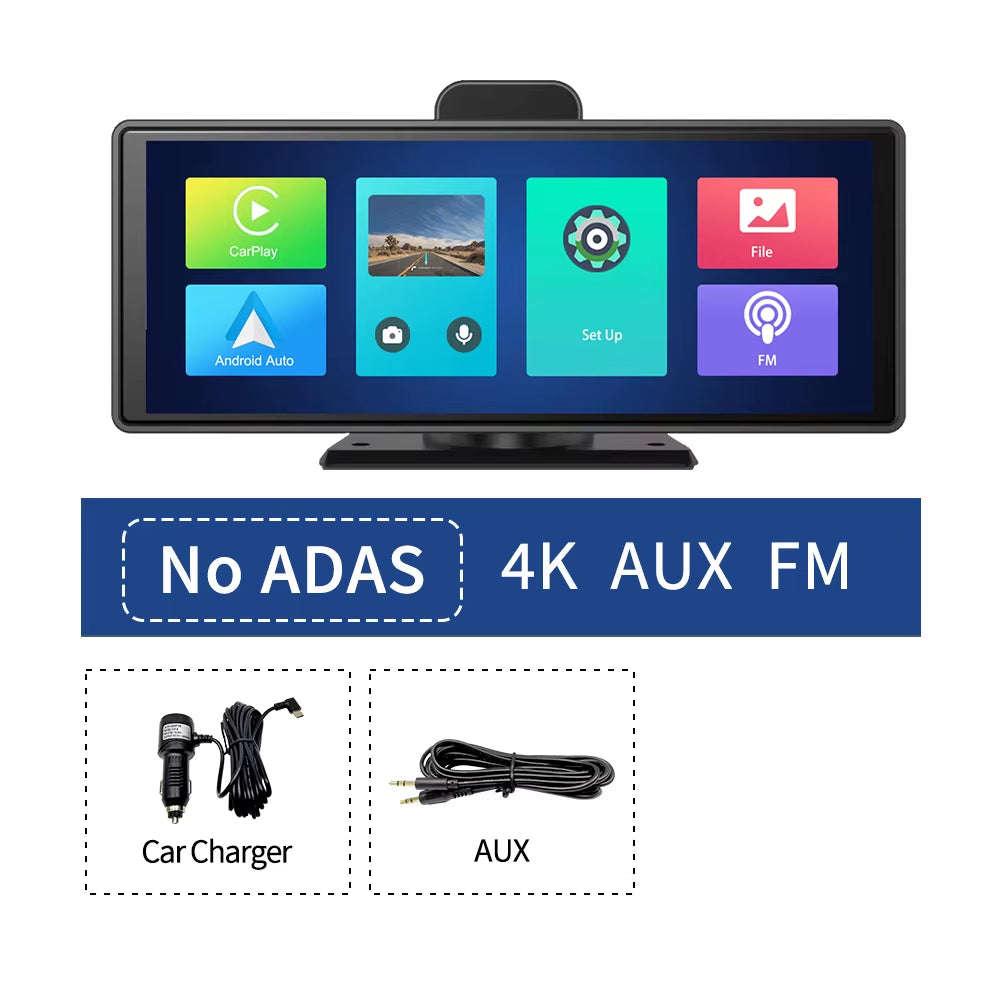 10.26" 4K Dash Cam ADAS Wireless Carplay & Android Auto Car DVR 5G Wifi GPS Navigation Rearview Camera Dashboard Video Recorder