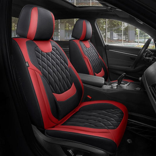 【Freesoo】Red Universal Car Seat Covers, Fits 6000+ Vehicles, Premium Breathable Leather，Automotive Interior Replacement Accessories | F2