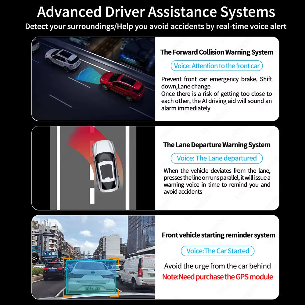 10.26" 4K Dash Cam ADAS Wireless Carplay & Android Auto Car DVR 5G Wifi GPS Navigation Rearview Camera Dashboard Video Recorder