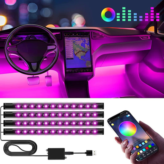 Winzwon Luces LED Coche Interior,Car Accessories App Control, Regalo Para Dia De La Madre, Hombre, Mujer, Luces Con Puerto USB, Car Ambient Lights (1)