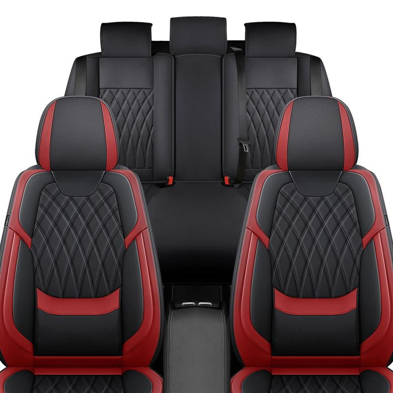 【Freesoo】Red Universal Car Seat Covers, Fits 6000+ Vehicles, Premium Breathable Leather，Automotive Interior Replacement Accessories | F2