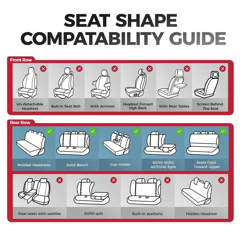 【Freesoo】Red Universal Car Seat Covers, Fits 6000+ Vehicles, Premium Breathable Leather，Automotive Interior Replacement Accessories | F2